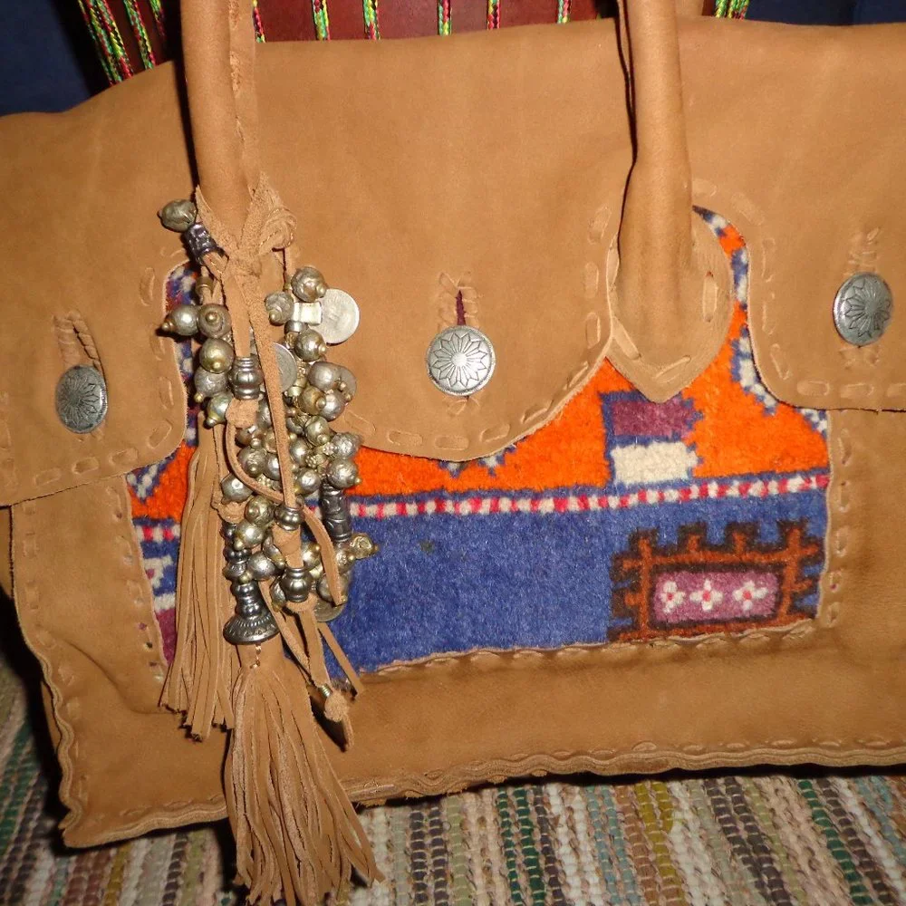 FIRM Simone Camille Suede-Leather Carpet Handbag Double-Handles Tassels